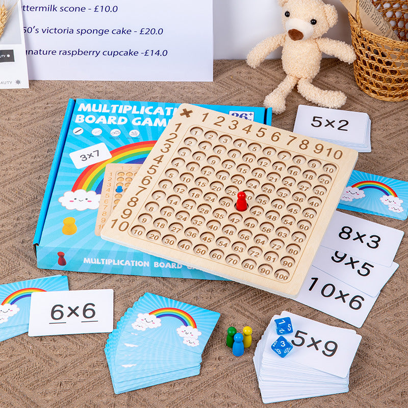 Détail des éléments colorés du jeu de multiplication pour enfants