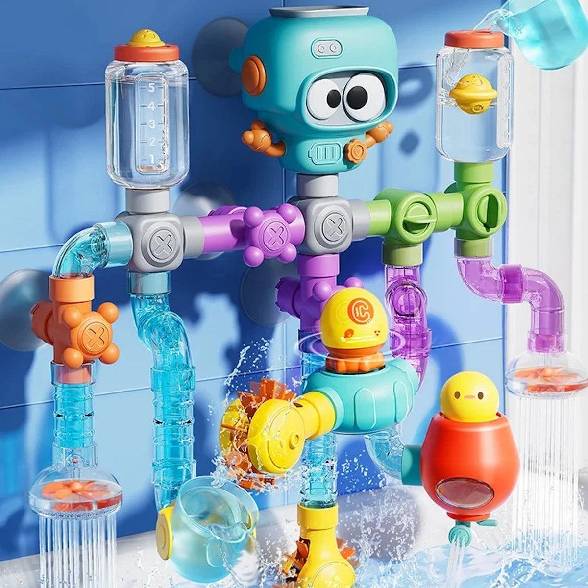 Robot à tuyaux conçu pour divertir les enfants dans le bain