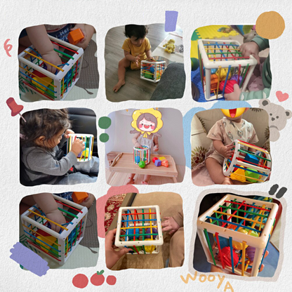 Enfant explorant une boîte d’activités Montessori