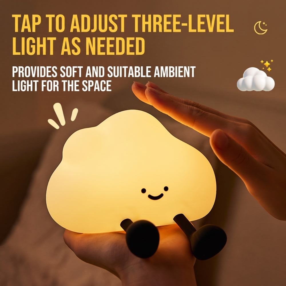 Veilleuse en forme de nuage diffusant une lumière apaisante