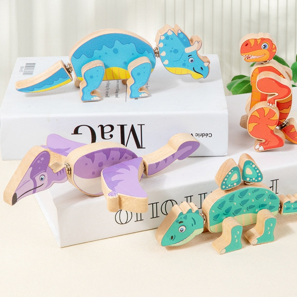 Dinosaure en bois construit avec les pièces du jeu