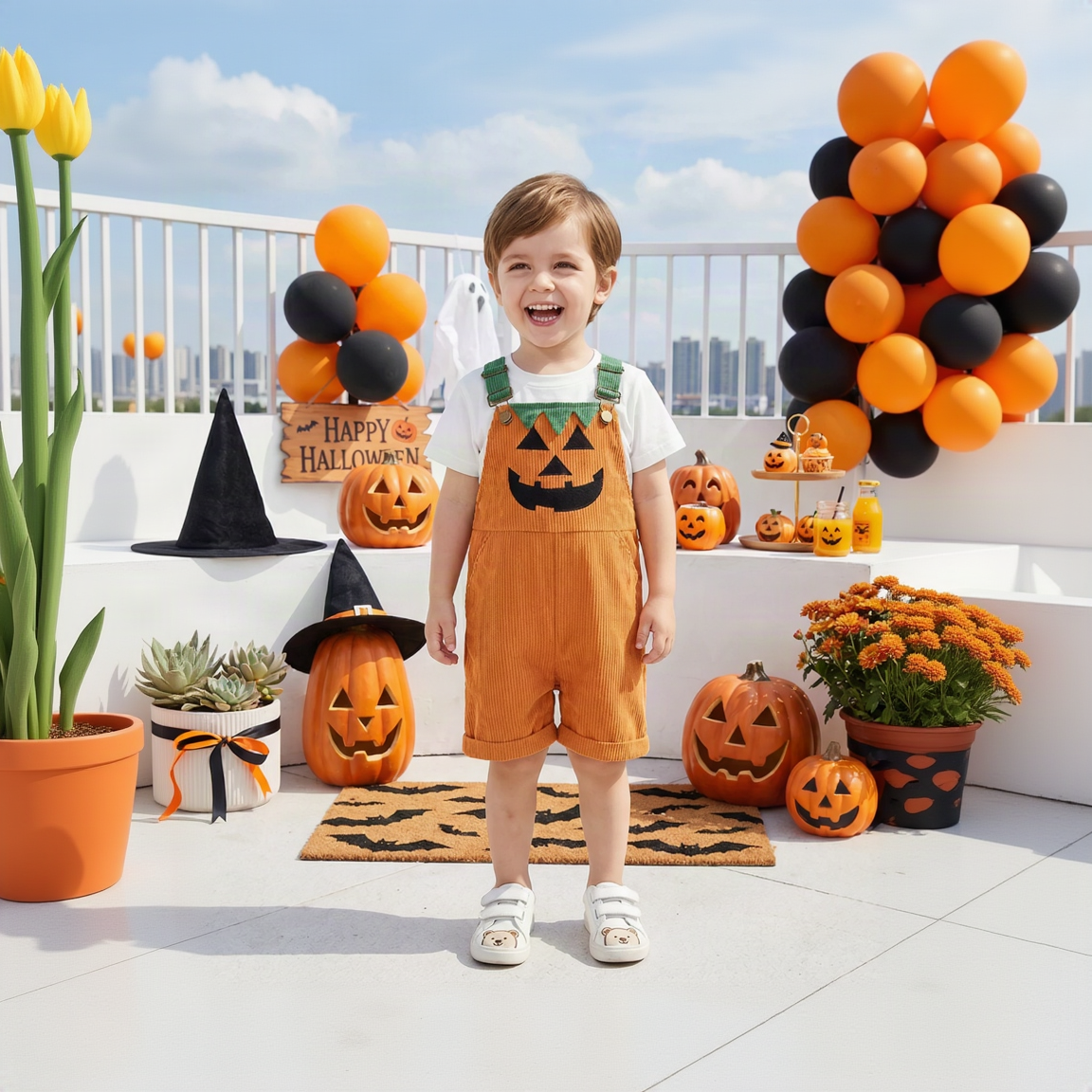 Vue complète de la salopette bébé Halloween