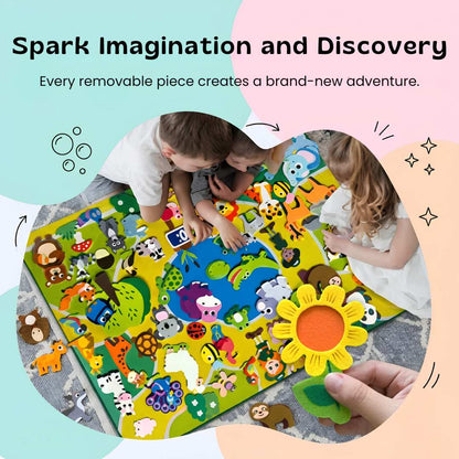 Activités de manipulation et d’exploration sur un tableau en feutrine