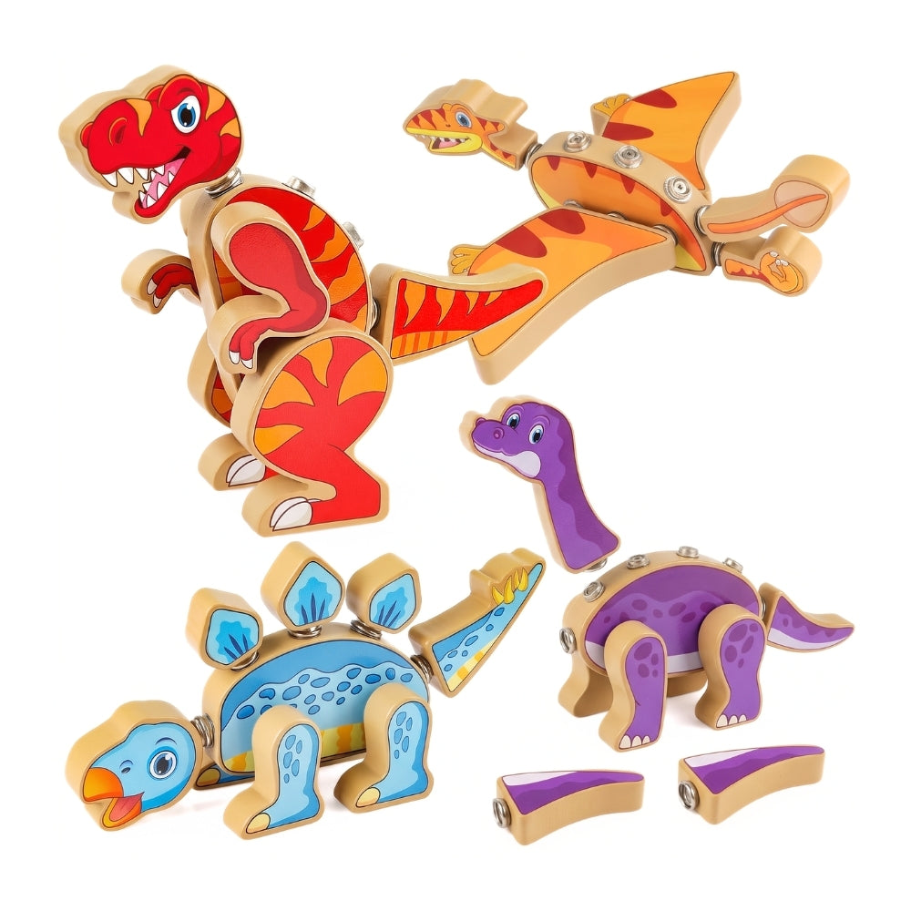 Jeu de construction en bois représentant un dinosaure à assembler