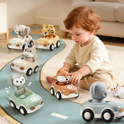 Trois voitures animaux en silicone présentées ensemble