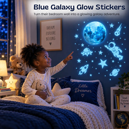 Autocollants muraux phosphorescents sur le thème de l’espace pour chambre d’enfant