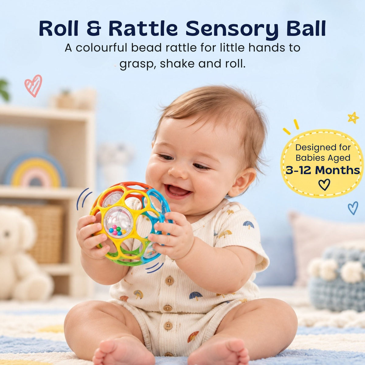 Vue rapprochée de la balle sensorielle pour bébé