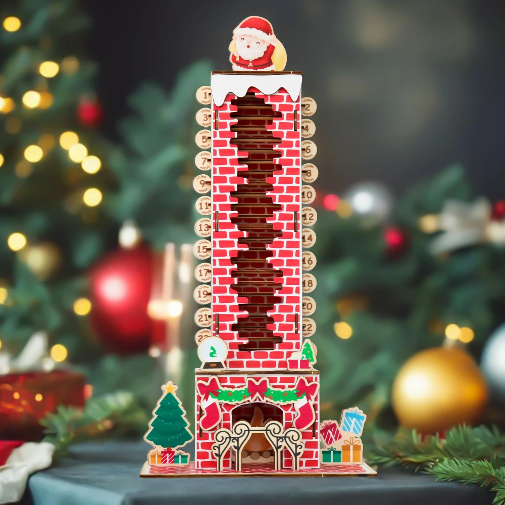 Calendrier de l’Avent en bois avec 24 cases pour compter les jours jusqu’à Noël