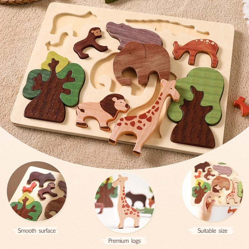 Pièces du puzzle représentant des animaux de la forêt