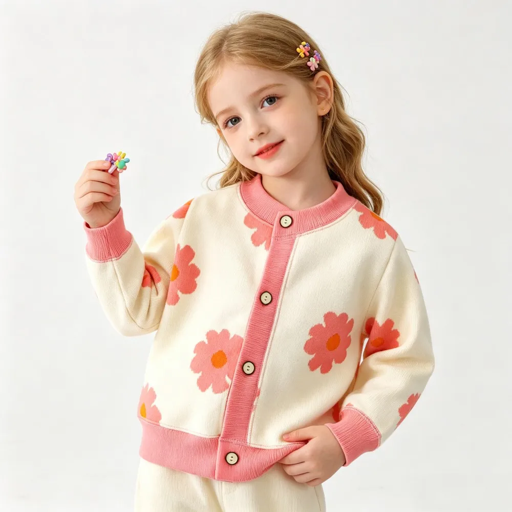 Gilet tricoté enfant présenté sous différents angles