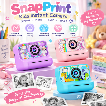 Appareil photo instantané pour enfants avec objectif et bouton de prise de vue