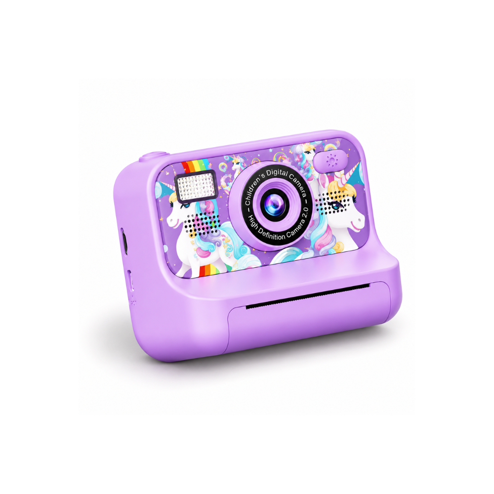 Appareil photo instantané pour enfants présenté avec une photo imprimée