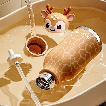 Bouteille isotherme enfant avec bouchon pratique et motif animal