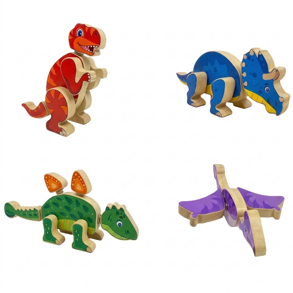 Jeu de construction dinosaure en bois prêt à offrir