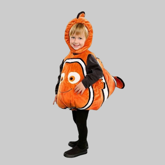 Costume enfant poisson-clown en combinaison orange, blanche et noire