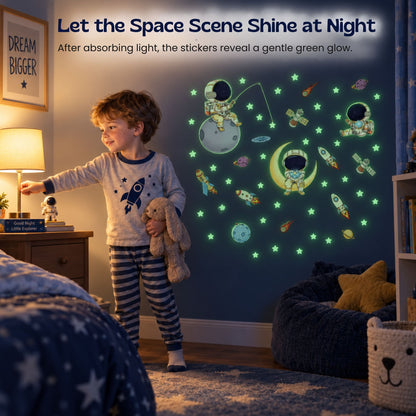 Stickers muraux sur le thème de l’espace avec astronautes et planètes