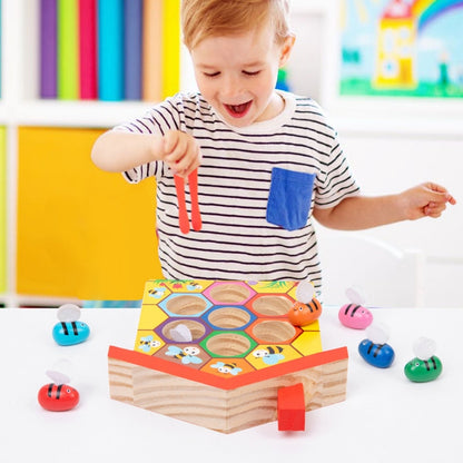 Abeilles colorées en bois pour jeu de tri éducatif