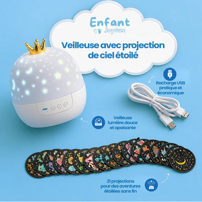 Veilleuse avec projection de ciel étoilé