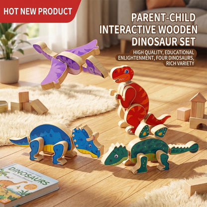 Pièces de puzzle en bois permettant d’assembler un dinosaure