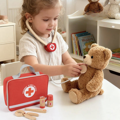 Jeu de médecin en bois pour enfant avec ses accessoires
