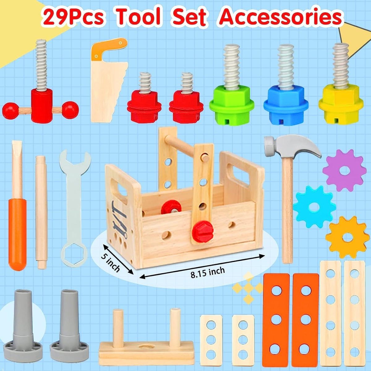 Coffret de 29 pièces pour jouer au petit bricoleur