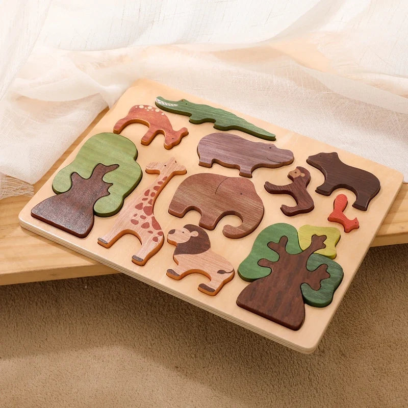 Puzzle en bois 3D représentant des animaux de la forêt