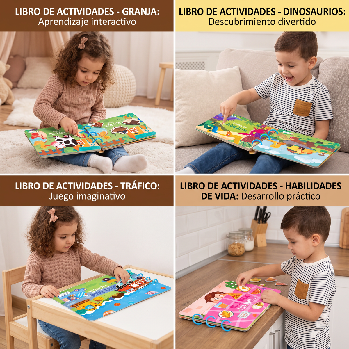 Pages interactives du livre Montessori sur les métiers