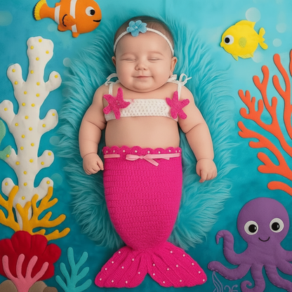 Ensemble de déguisement sirène pour bébé présenté sur fond clair