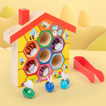 Jeu de tri d’abeilles colorées présenté dans sa boîte