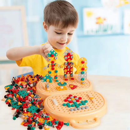 Ensemble d’outils jouets présenté dans une boîte pour enfant