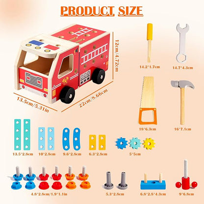 Camion De Pompiers En Bois Avec Boîte À Outils
