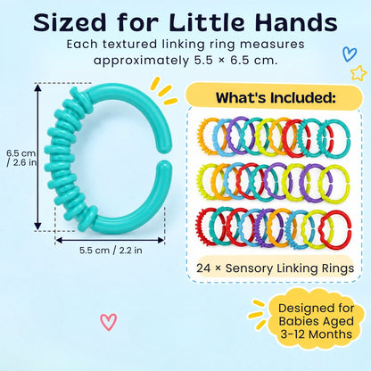 Anneaux de préhension multicolores disposés en chaîne