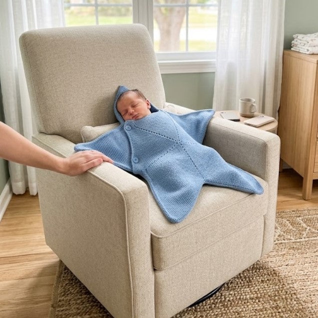 Vue de face d’une combinaison bébé en tricot à capuche étoile
