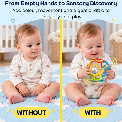 Détail de la balle sensorielle colorée pour l’éveil de bébé