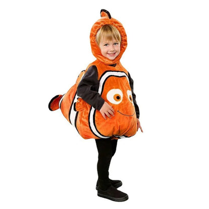 Détail du motif poisson-clown orange et blanc sur la combinaison
