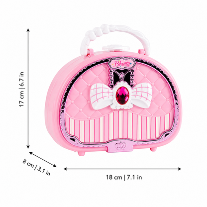 Vue de la trousse de maquillage pour enfants avec son miroir intégré.