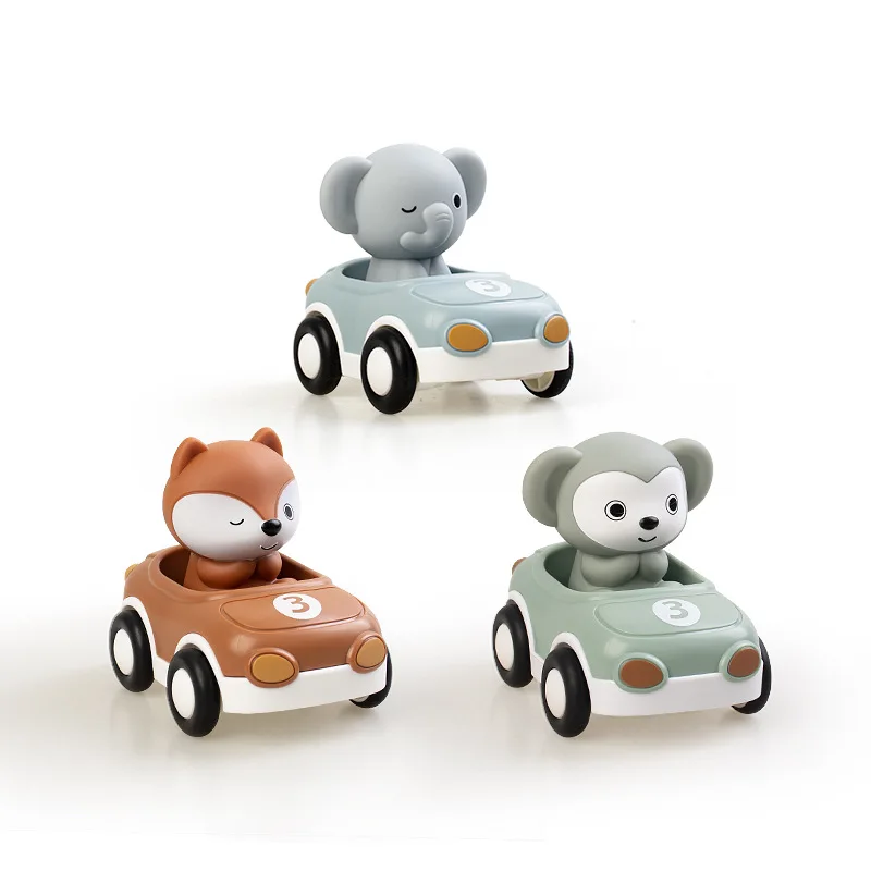 Ensemble de 3 voitures jouets animaux en silicone