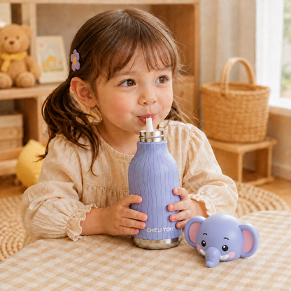 Gourde en inox pour enfant présentée de face avec motif animal
