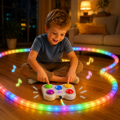 Vue de face du jeu électronique à boutons colorés