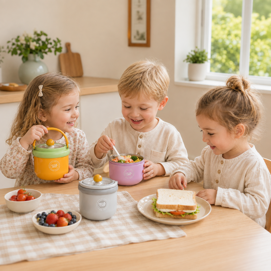 Bol repas isotherme en inox avec couvercle fermé