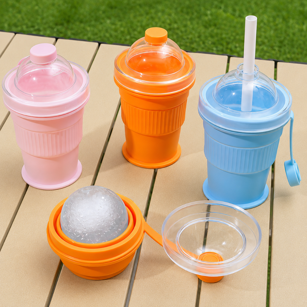 Gobelet pliable compact présenté replié