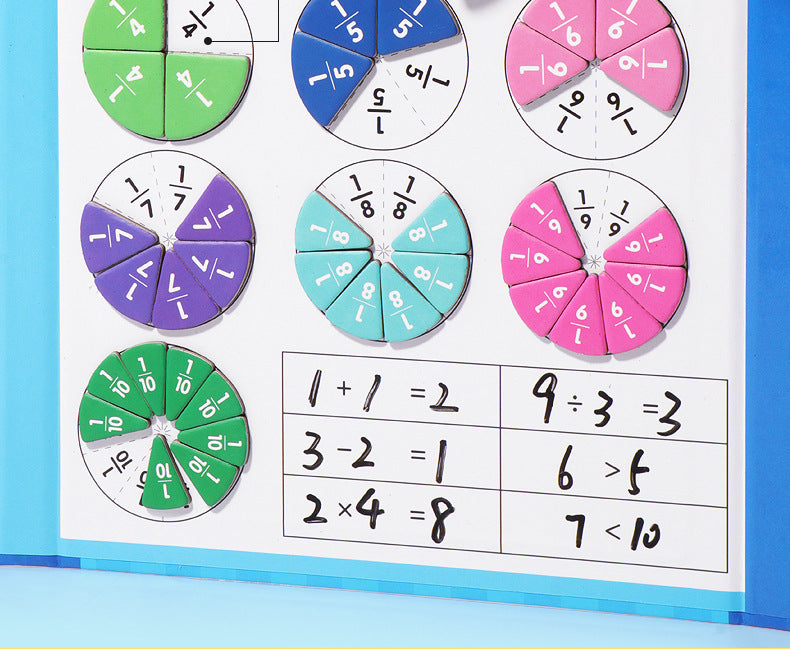 Livre magnétique de fractions adapté à l’apprentissage ludique