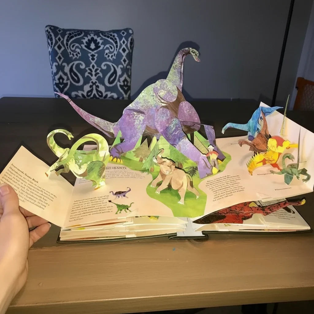 Vue rapprochée d’une scène de dinosaures en trois dimensions