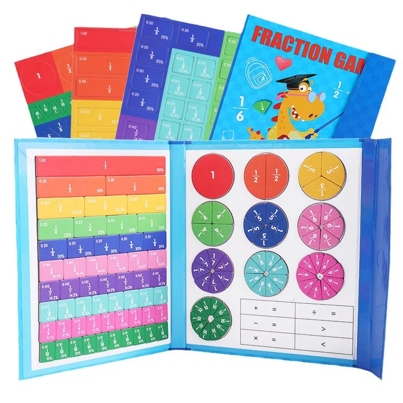 Enfant manipulant les pièces du puzzle éducatif sur les fractions