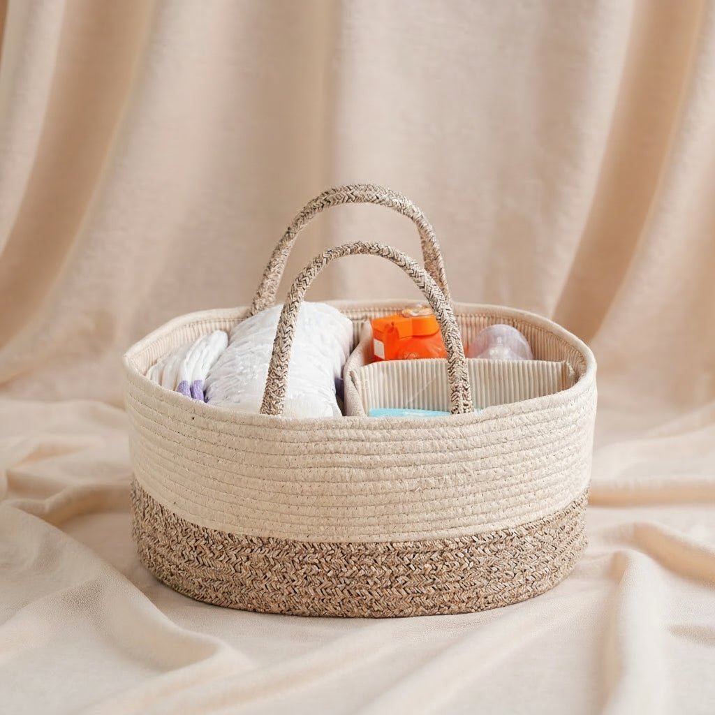 Panier de rangement pour couches vu de face