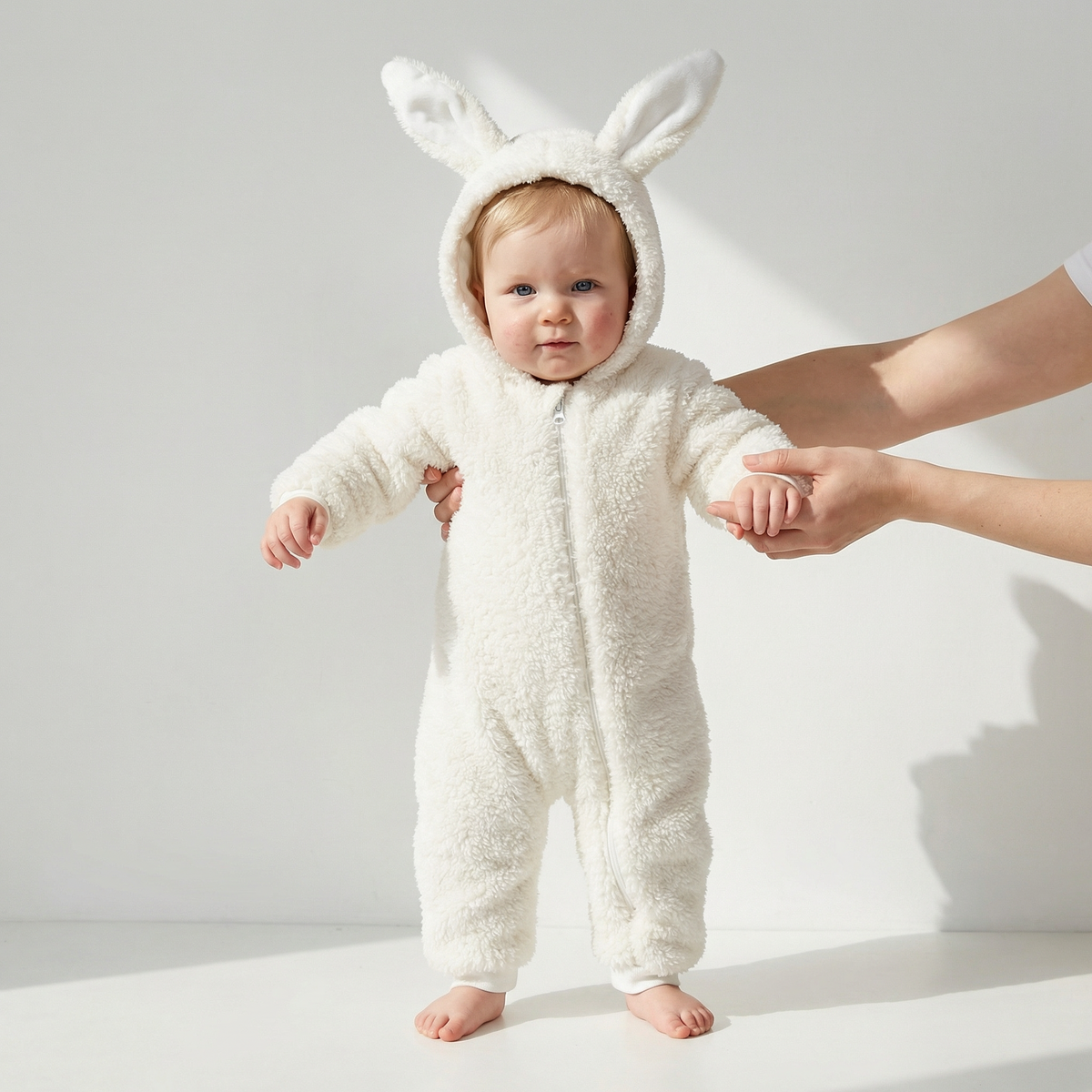 Combinaison bébé en cachemire avec motif lapin