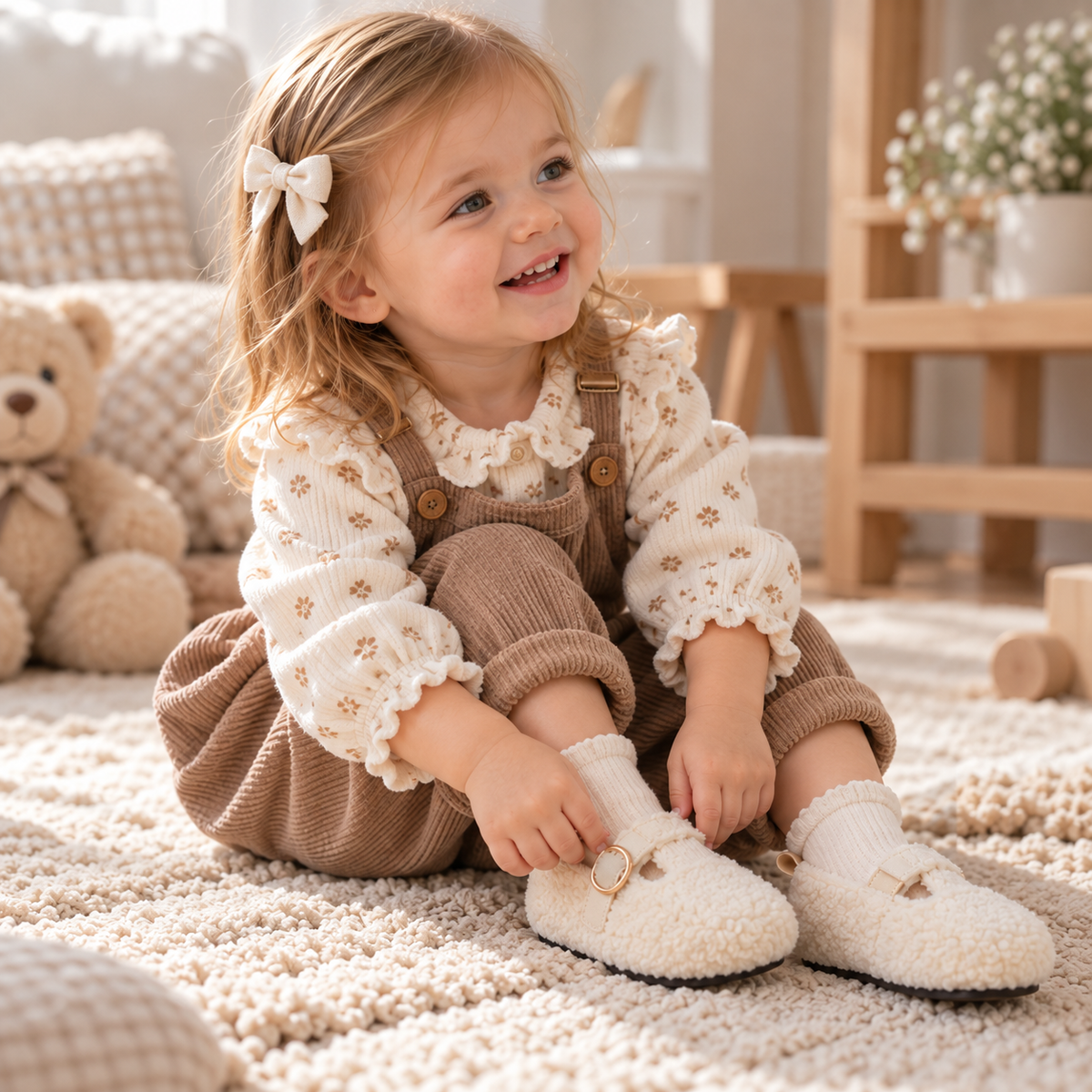 Chaussures d’hiver enfant fourrées à enfiler, vue de profil
