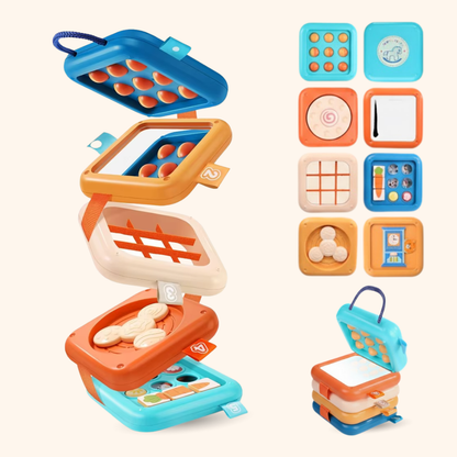 Détail des engrenages et éléments mobiles du cube Montessori