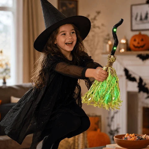 Balai Animé Lumineux Pour Décoration Halloween