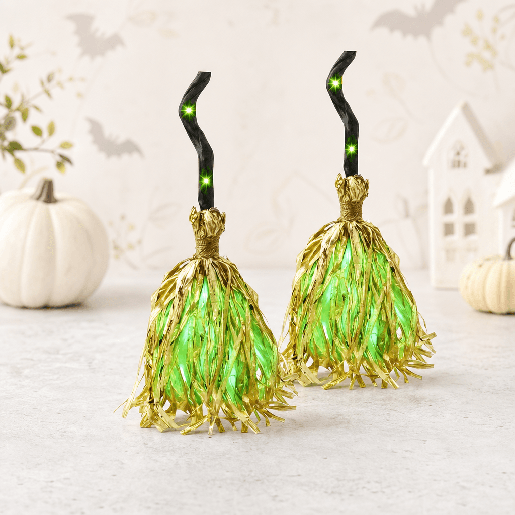 Balai de sorcière animé et lumineux pour une décoration d’Halloween
